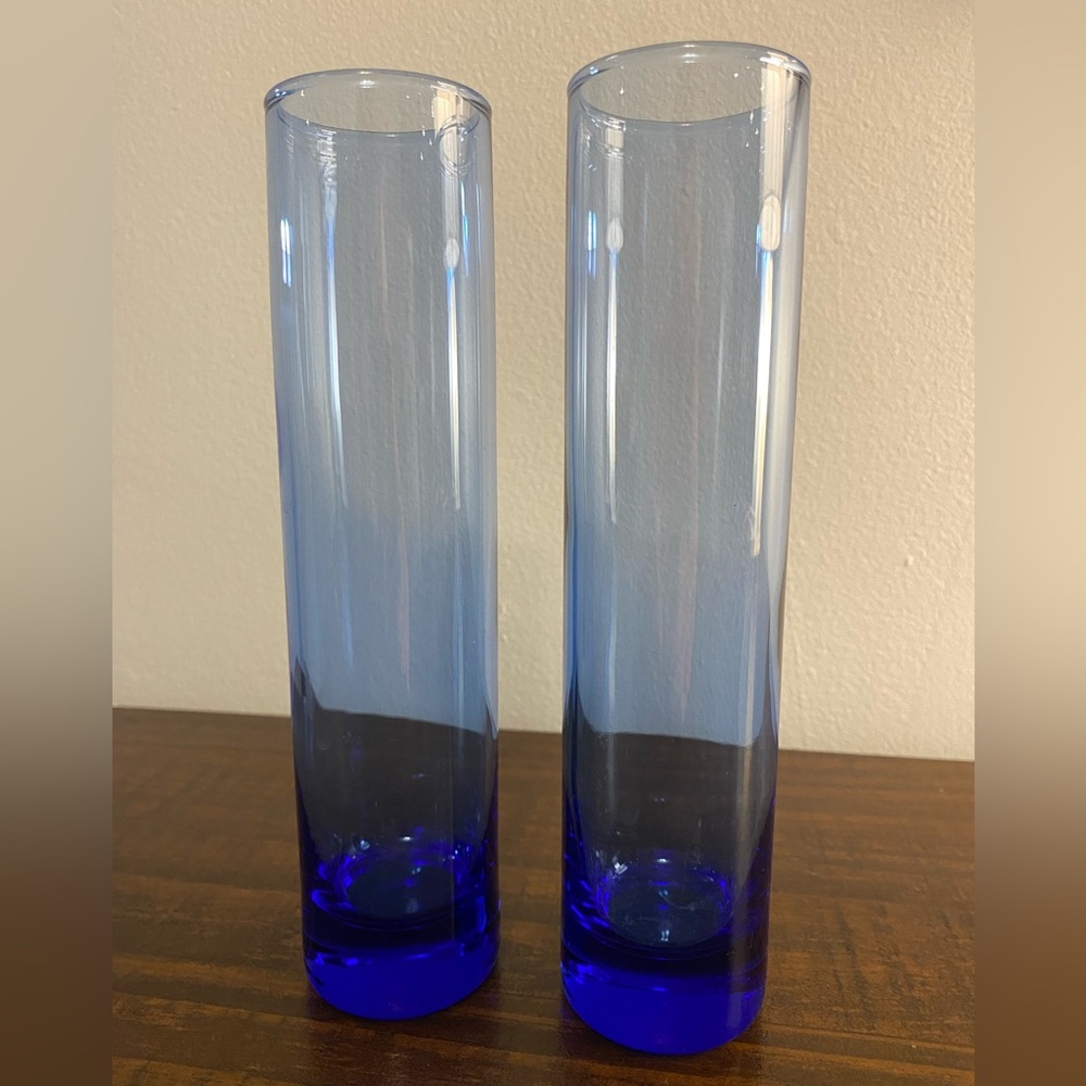 Vintage cobalt blue cylinder bud vases - set of 2